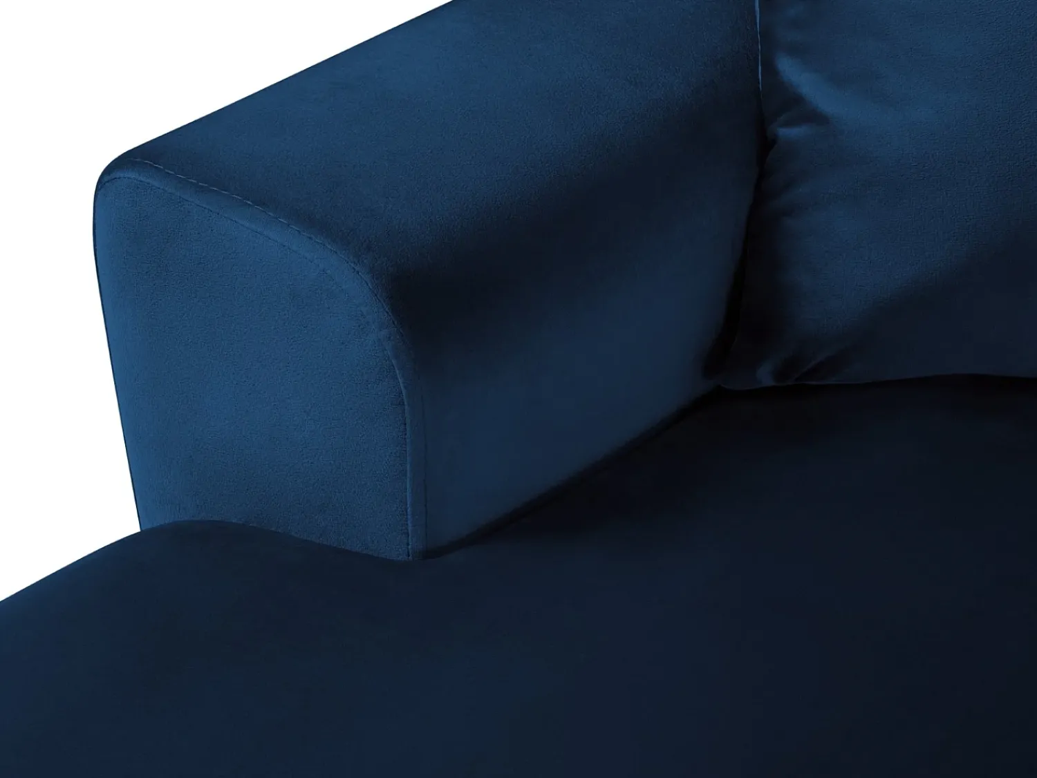 Cosmopolitan Design - Sofá panorâmico convertível em linha reta com caixa de arrumação "Kyoto" 7 lugares em veludo azul real - 313x194x88cm Azul escuro
