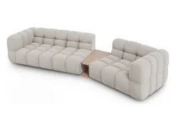 Best Cosmopolitan Design - Sofá modular direito "Sky" 3 lugares em veludo claro - 353x148x75cm Bege