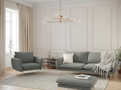 Sofá|Cosmopolitan Design - Sofá "Vienna" 3 lugares em tecido bouclé cinza - 200x92x95cm Cinzento