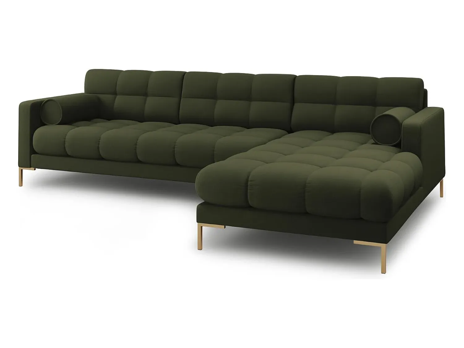 Sofá*Cosmopolitan Design - Sofá de canto direito "Bali" 5 lugares em tecido estrutural - 293x185x75cm Verde