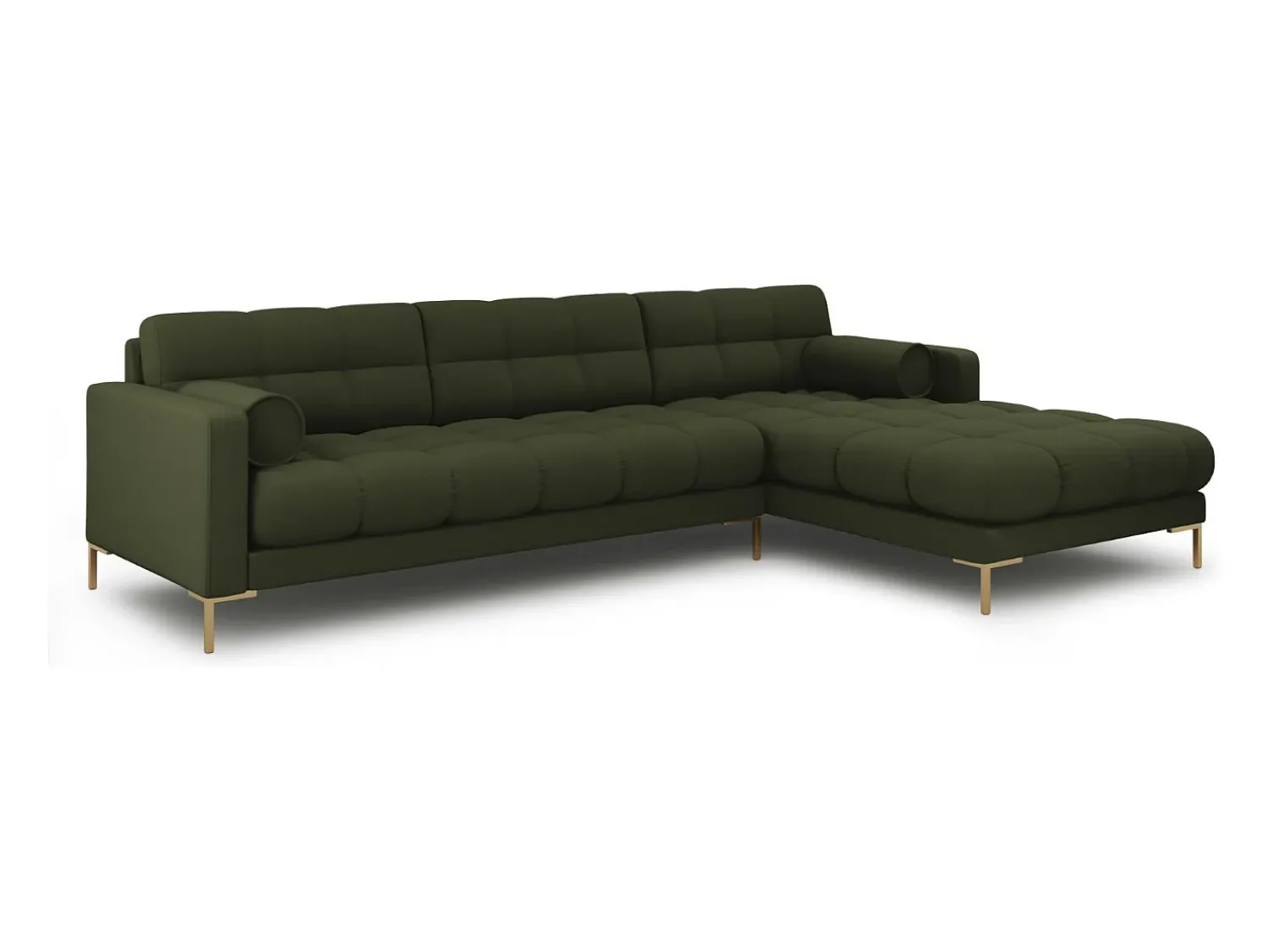 Sofá*Cosmopolitan Design - Sofá de canto direito "Bali" 5 lugares em tecido estrutural - 293x185x75cm Verde
