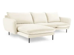 Cosmopolitan Design - Sofá de canto esquerdo "Vienna" 5 lugares em veludo claro - 255x170x95cm^ Sofá