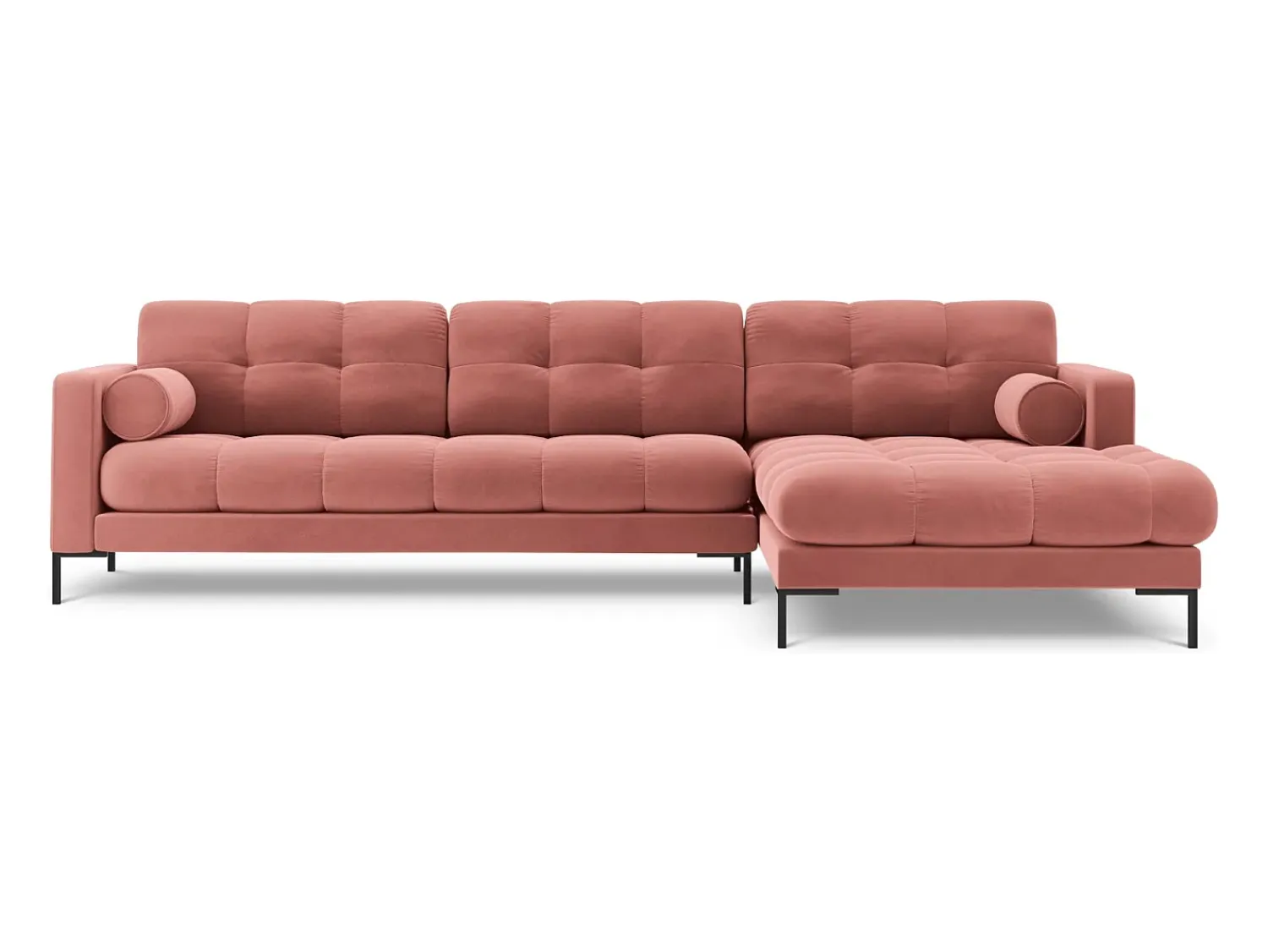 Clearance Cosmopolitan Design - Sofá de canto direito "Bali" 5 lugares em veludo - 293x185x75cm Rosa