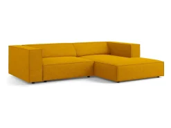 Cosmopolitan Design - Sofá de canto direito "Arendal" 3 lugares em tecido chenille com efeito canelado mostarda - 224x166x70cm^ Sofá
