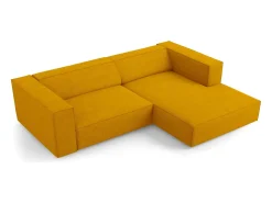 Cosmopolitan Design - Sofá de canto direito "Arendal" 3 lugares em tecido chenille com efeito canelado mostarda - 224x166x70cm^ Sofá