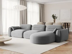 Cosmopolitan Design - Sofá modular de canto direito "Sydney" 4 lugares em veludo cinza claro - 320x165x70cm^ Sofá