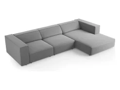 Sofá|Cosmopolitan Design - Sofá de canto direito "Arendal" 4 lugares em veludo cinza claro - 284x166x70cm Cinzento claro