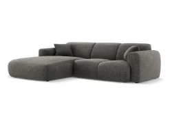 Sofá*Cosmopolitan Design - Sofá de canto esquerdo "Nolio" 4 lugares em tecido chenille cinza - 260x170x72cm Cinzento