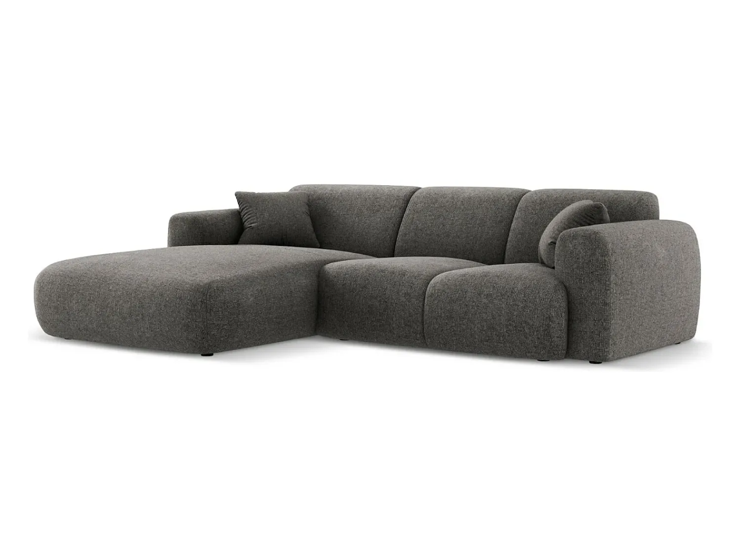 Sofá*Cosmopolitan Design - Sofá de canto esquerdo "Nolio" 4 lugares em tecido chenille cinza - 260x170x72cm Cinzento