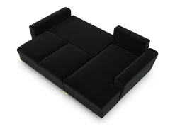 Outlet Cosmopolitan Design - Sofá convertível de canto direito com caixa de arrumação "Kyoto" 4 lugares em veludo - 241x145x88cm Preto