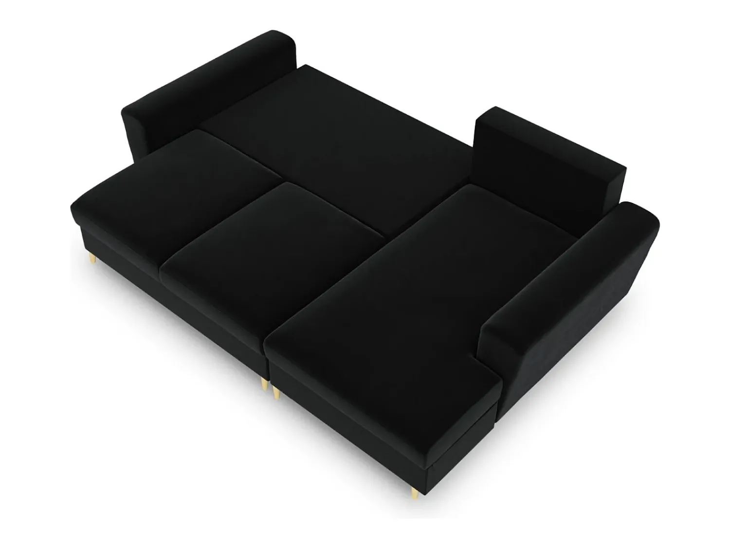 Outlet Cosmopolitan Design - Sofá convertível de canto direito com caixa de arrumação "Kyoto" 4 lugares em veludo - 241x145x88cm Preto