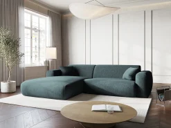 Cosmopolitan Design - Sofá de canto esquerdo "Nolio" 4 lugares em tecido chenille petróleo - 235x170x72cm^ Sofá