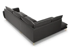 Clearance Cosmopolitan Design - Sofá de canto esquerdo "Vienna" 6 lugares em veludo cinza escuro - 275x185x95cm Cinza antracite