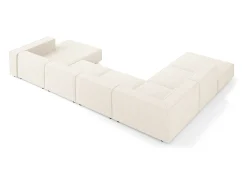 Online Cosmopolitan Design - Sofá de canto panorâmico à esquerda "Arendal" 7 lugares em tecido chenille claro - 364x262x70cm Bege