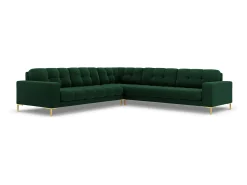 Sofá*Cosmopolitan Design - Sofá de canto simétrico "Bali" 6 lugares em veludo verde garrafa - 256x256x75cm Verde pinho