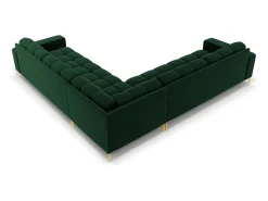 Sofá*Cosmopolitan Design - Sofá de canto simétrico "Bali" 6 lugares em veludo verde garrafa - 256x256x75cm Verde pinho