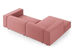 Sofá*Cosmopolitan Design - Sofá de canto esquerdo "Arendal" 3 lugares em veludo salmão - 224x166x70cm Rosa claro