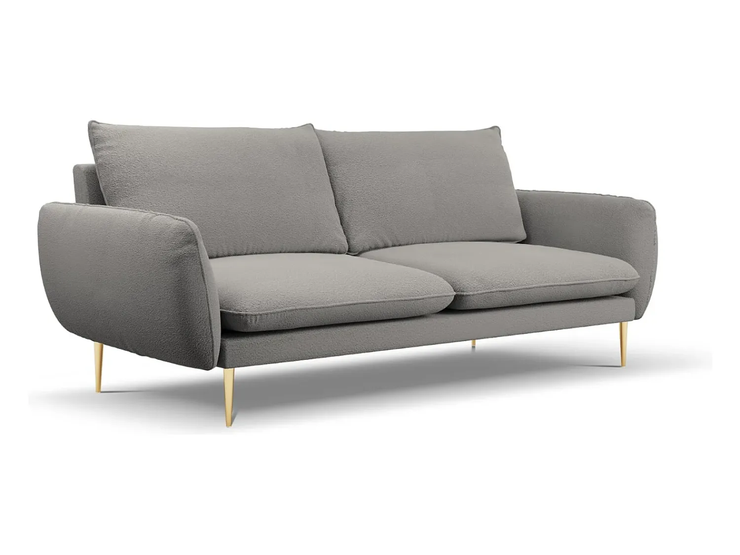 Sofá|Cosmopolitan Design - Sofá "Vienna" 4 lugares em tecido bouclé cinza - 230x92x95cm Cinzento
