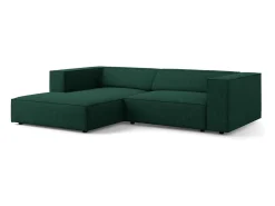 Sofá*Cosmopolitan Design - Sofá de canto esquerdo "Arendal" 3 lugares em tecido chenille com efeito canelado verde garrafa - 224x166x70cm Verde pinho