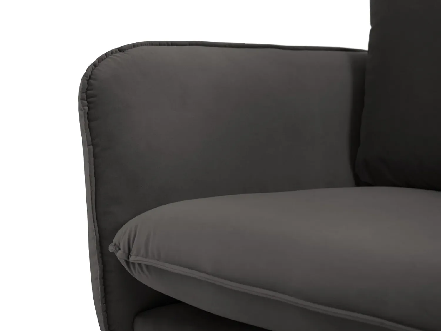 Cosmopolitan Design - Sofá "Vienna" 4 lugares em veludo cinza escuro - 230x92x95cm^ Sofá