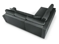 Cosmopolitan Design - Sofá convertível de canto esquerdo com caixa de arrumação "Kyoto" 5 lugares em veludo cinza escuro - 243x194x88cm^ Sofá