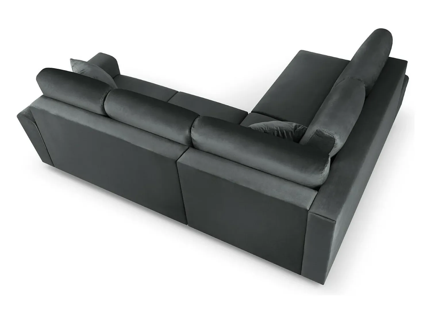 Cosmopolitan Design - Sofá convertível de canto esquerdo com caixa de arrumação "Kyoto" 5 lugares em veludo cinza escuro - 243x194x88cm^ Sofá