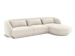 Sofá|Cosmopolitan Design - Sofá de canto direito "Tulum" 4 lugares em veludo claro - 255x156x70cm Bege