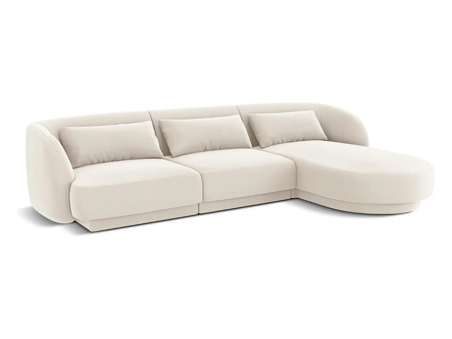 Sofá|Cosmopolitan Design - Sofá de canto direito "Tulum" 4 lugares em veludo claro - 255x156x70cm Bege