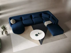 Sofá|Cosmopolitan Design - Sofá de canto direito panorâmico "Tulum" 6 lugares em veludo azul real - 330x255x70cm Azul escuro