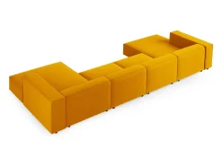 Sofá|Cosmopolitan Design - Sofá panorâmico "Arendal" 6 lugares em veludo - 364x166x70cm Amarelo