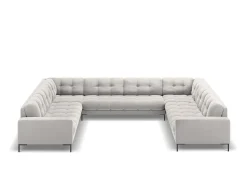 Sofá*Cosmopolitan Design - Sofá panorâmico "Bali" 9 lugares em veludo prata - 327x256x75cm Prateado