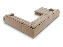 Cosmopolitan Design - Sofá de canto direito panorâmico "Bali" 7 lugares em veludo - 327x256x75cm^ Sofá