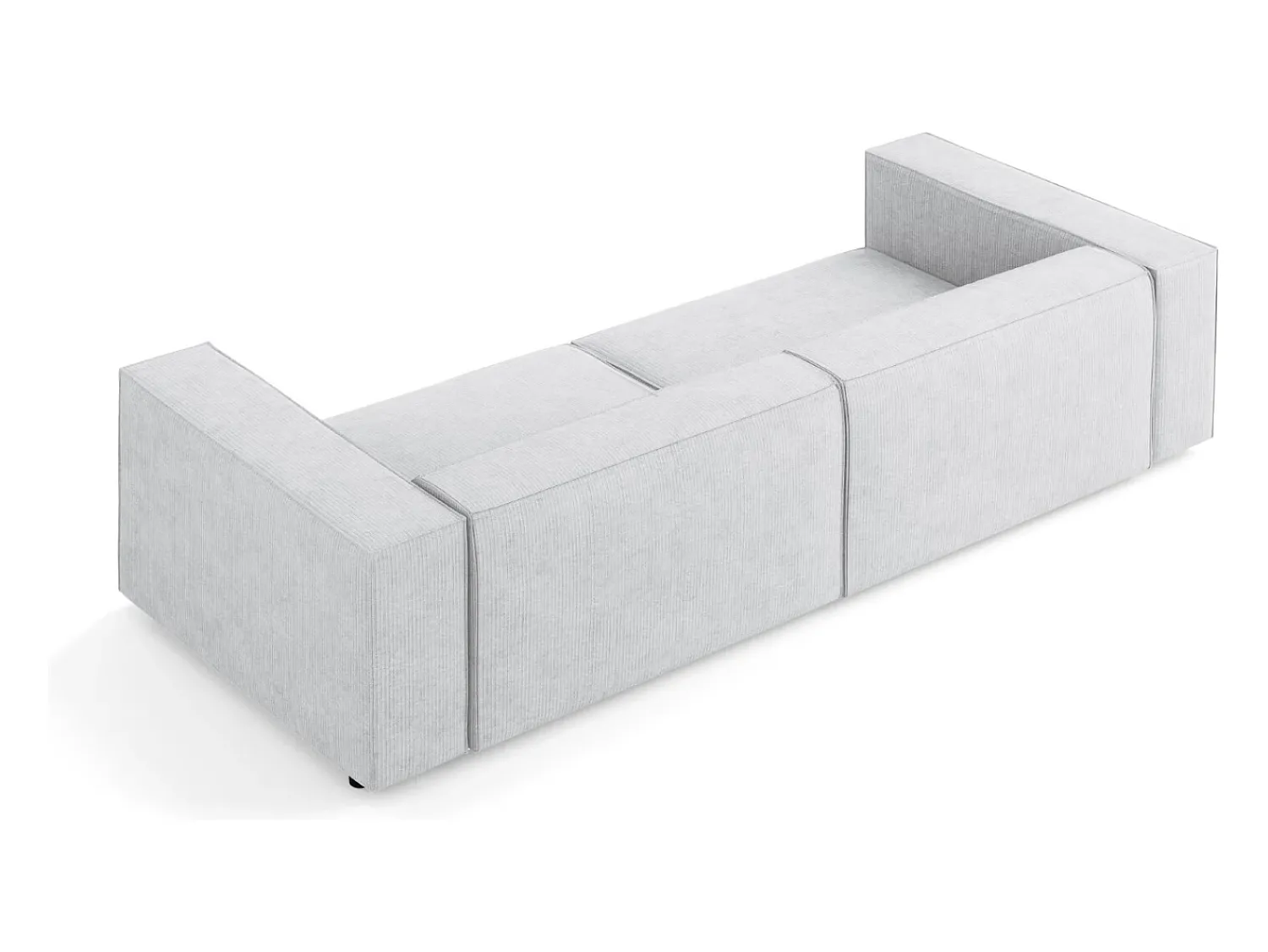 Sofá*Cosmopolitan Design - Sofá "Arendal" 4 lugares em tecido chenille com efeito canelado cinza claro - 244x102x70cm Cinzento claro
