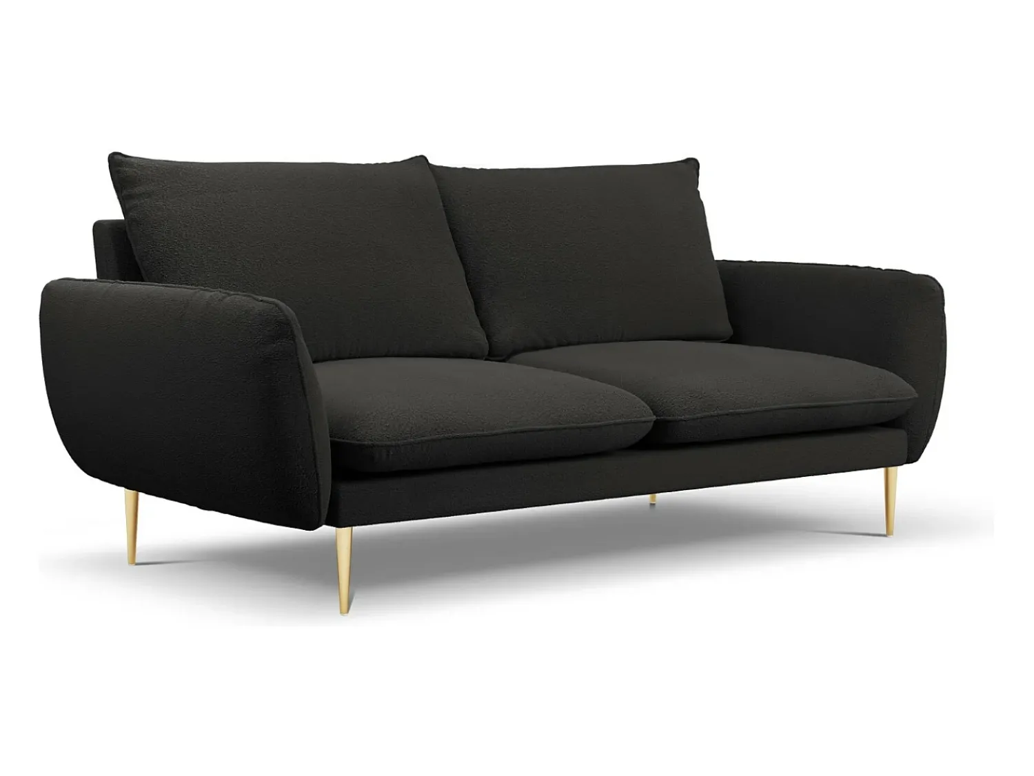 Sofá*Cosmopolitan Design - Sofá "Vienna" 3 lugares em tecido bouclé - 200x92x95cm Preto