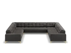 Sofá|Cosmopolitan Design - Sofá panorâmico "Bali" 9 lugares em veludo cinza escuro - 327x256x75cm Cinza antracite