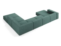 Sofá|Cosmopolitan Design - Sofá de canto direito panorâmico "Arendal" 7 lugares em tecido chenille petróleo - 364x262x70cm Verde esmeralda