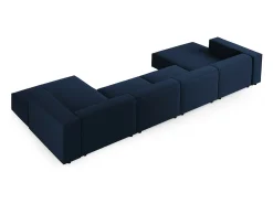 Sofá*Cosmopolitan Design - Sofá panorâmico "Arendal" 6 lugares em veludo azul real - 364x166x70cm Azul escuro