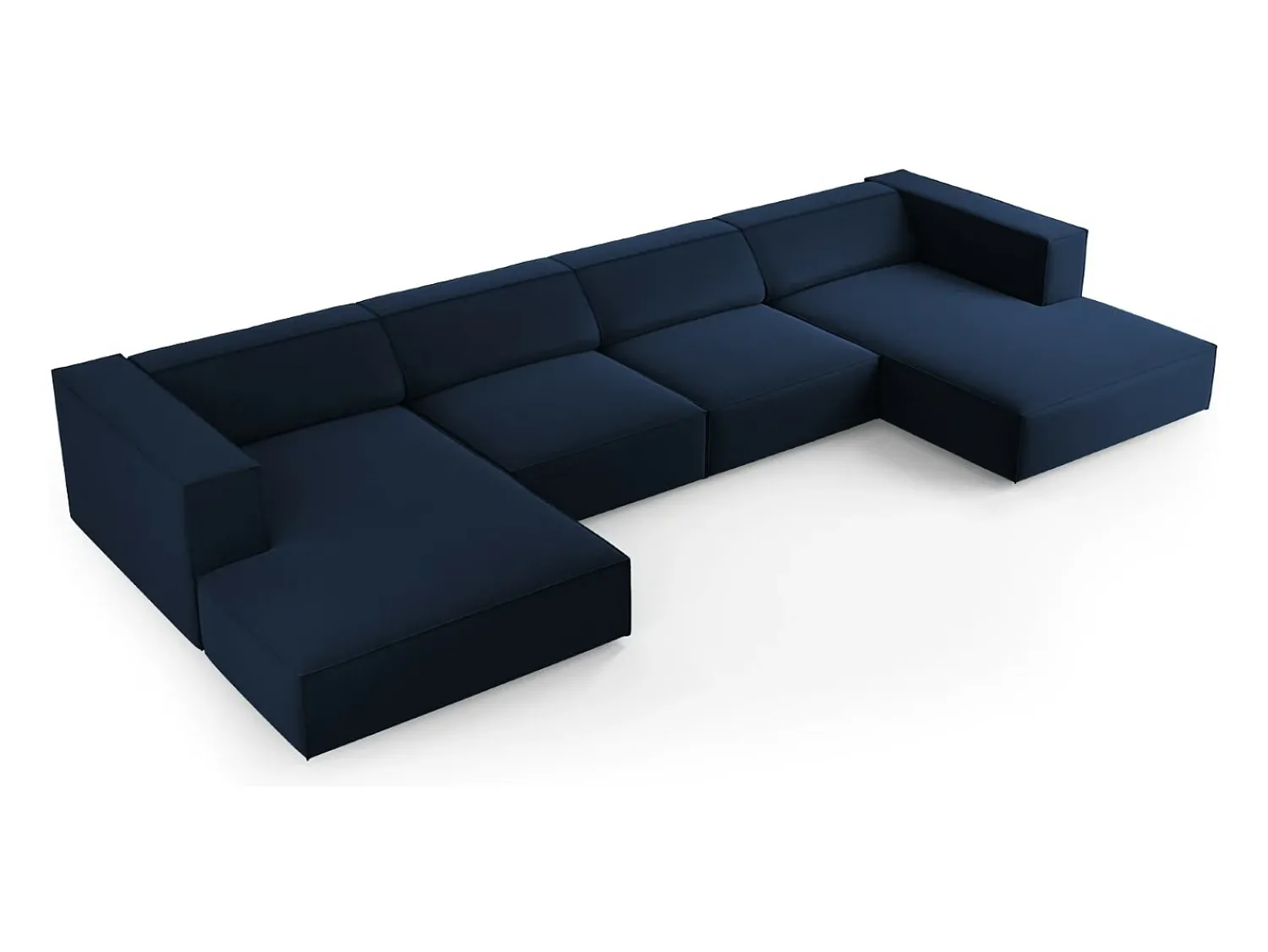 Sofá*Cosmopolitan Design - Sofá panorâmico "Arendal" 6 lugares em veludo azul real - 364x166x70cm Azul escuro
