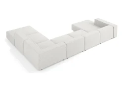 Sofá|Cosmopolitan Design - Sofá de canto direito panorâmico "Arendal" 7 lugares em tecido chenille cinza claro - 364x262x70cm Cinzento claro