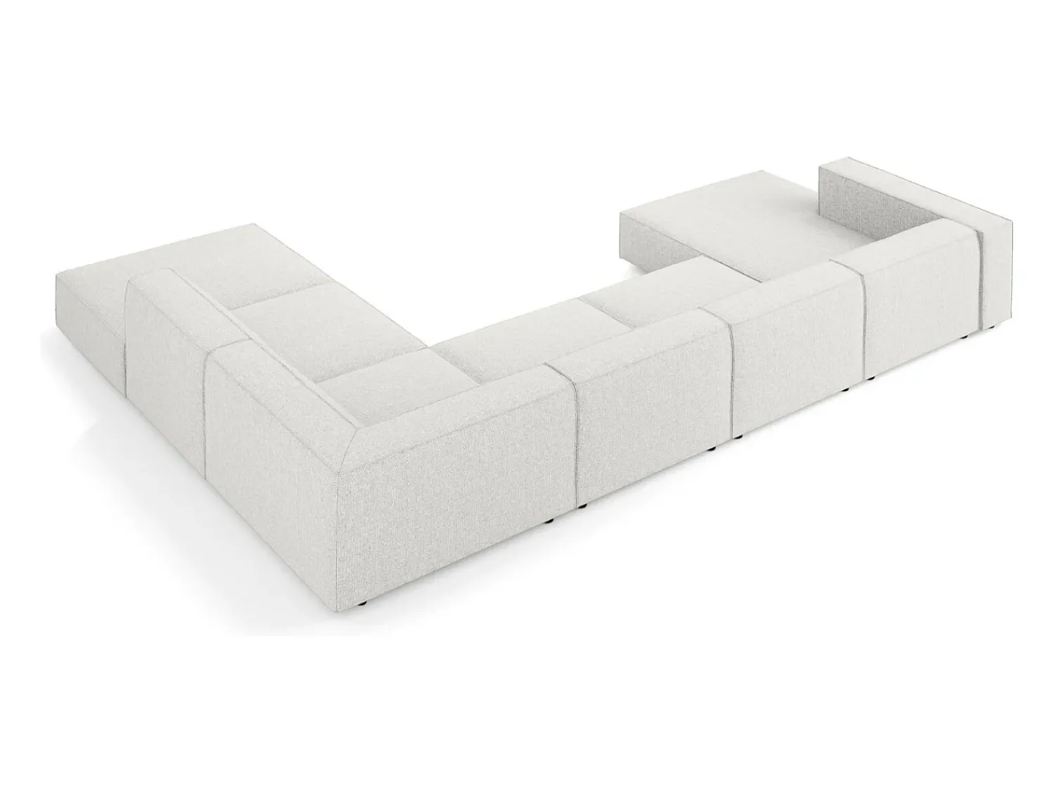 Sofá|Cosmopolitan Design - Sofá de canto direito panorâmico "Arendal" 7 lugares em tecido chenille cinza claro - 364x262x70cm Cinzento claro