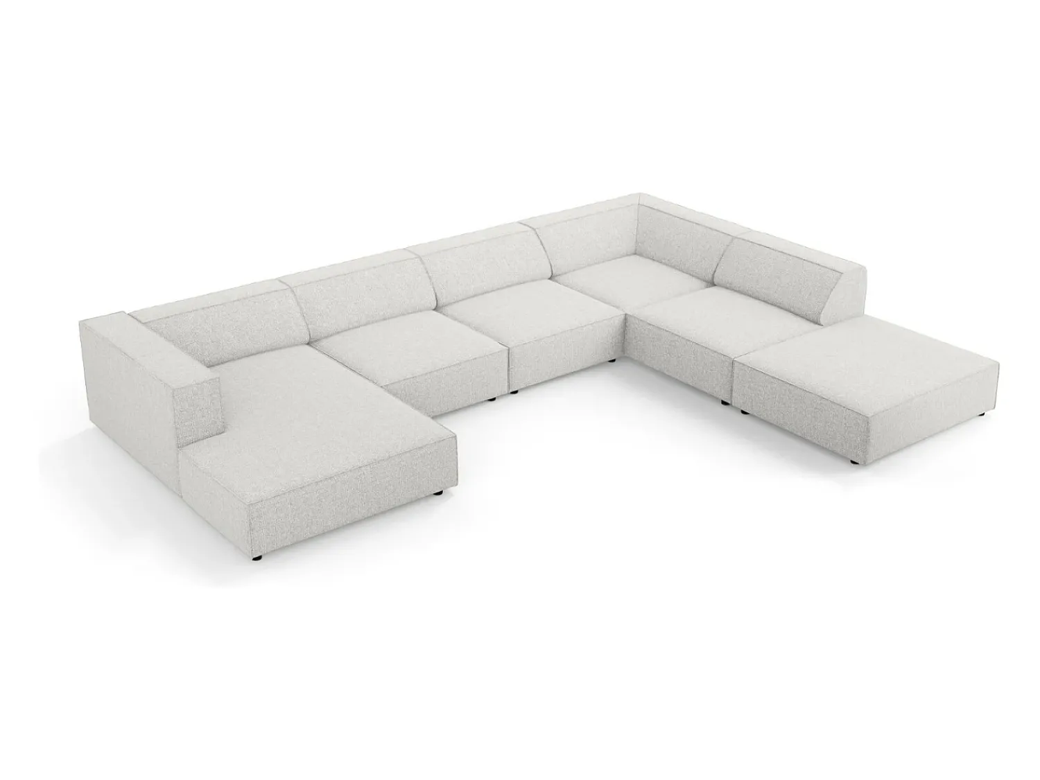Sofá|Cosmopolitan Design - Sofá de canto direito panorâmico "Arendal" 7 lugares em tecido chenille cinza claro - 364x262x70cm Cinzento claro
