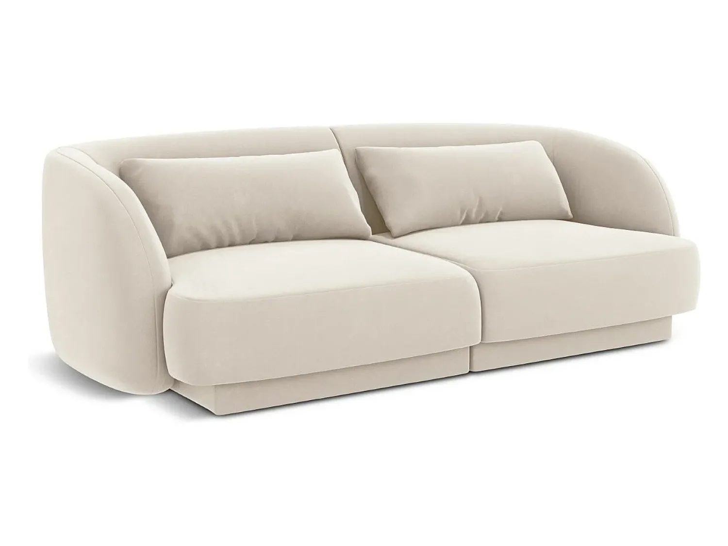 Sofá*Cosmopolitan Design - Sofá "Tulum" 2 lugares em veludo claro - 180x90x70cm Bege