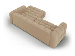 Best Cosmopolitan Design - Sofá modular de canto direito "Sky" 4 lugares em veludo areia - 272x162x75cm Camel
