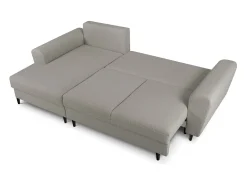 Sofá*Cosmopolitan Design - Sofá convertível de canto esquerdo com caixa de arrumação "Kyoto" 4 lugares em tecido bouclé cinza - 241x145x88cm Cinzento