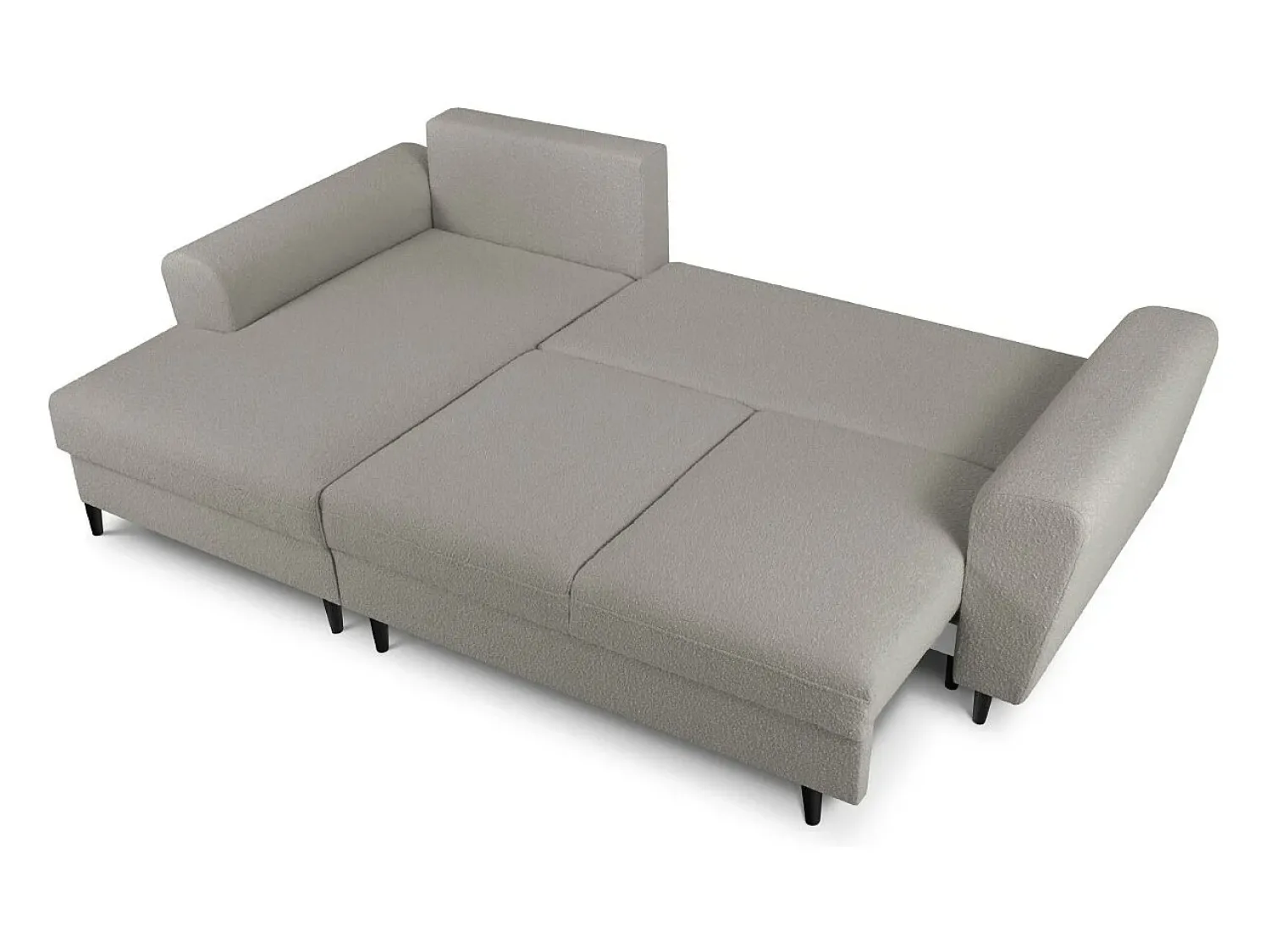 Sofá*Cosmopolitan Design - Sofá convertível de canto esquerdo com caixa de arrumação "Kyoto" 4 lugares em tecido bouclé cinza - 241x145x88cm Cinzento