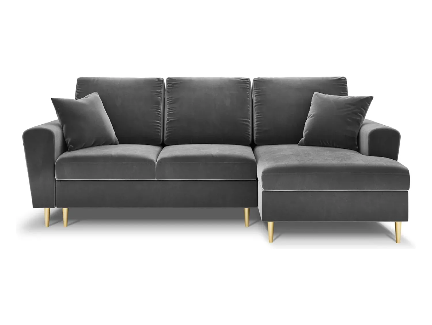 Cosmopolitan Design - Sofá convertível de canto direito com caixa de arrumação "Kyoto" 4 lugares em veludo cinza claro - 241x145x88cm^ Sofá