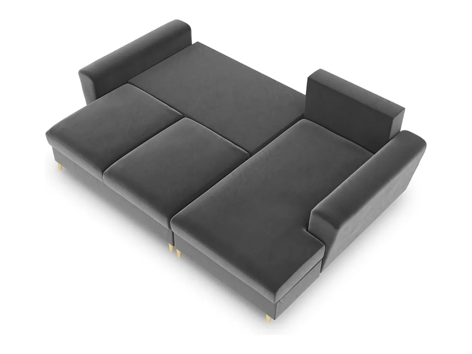 Cosmopolitan Design - Sofá convertível de canto direito com caixa de arrumação "Kyoto" 4 lugares em veludo cinza claro - 241x145x88cm^ Sofá