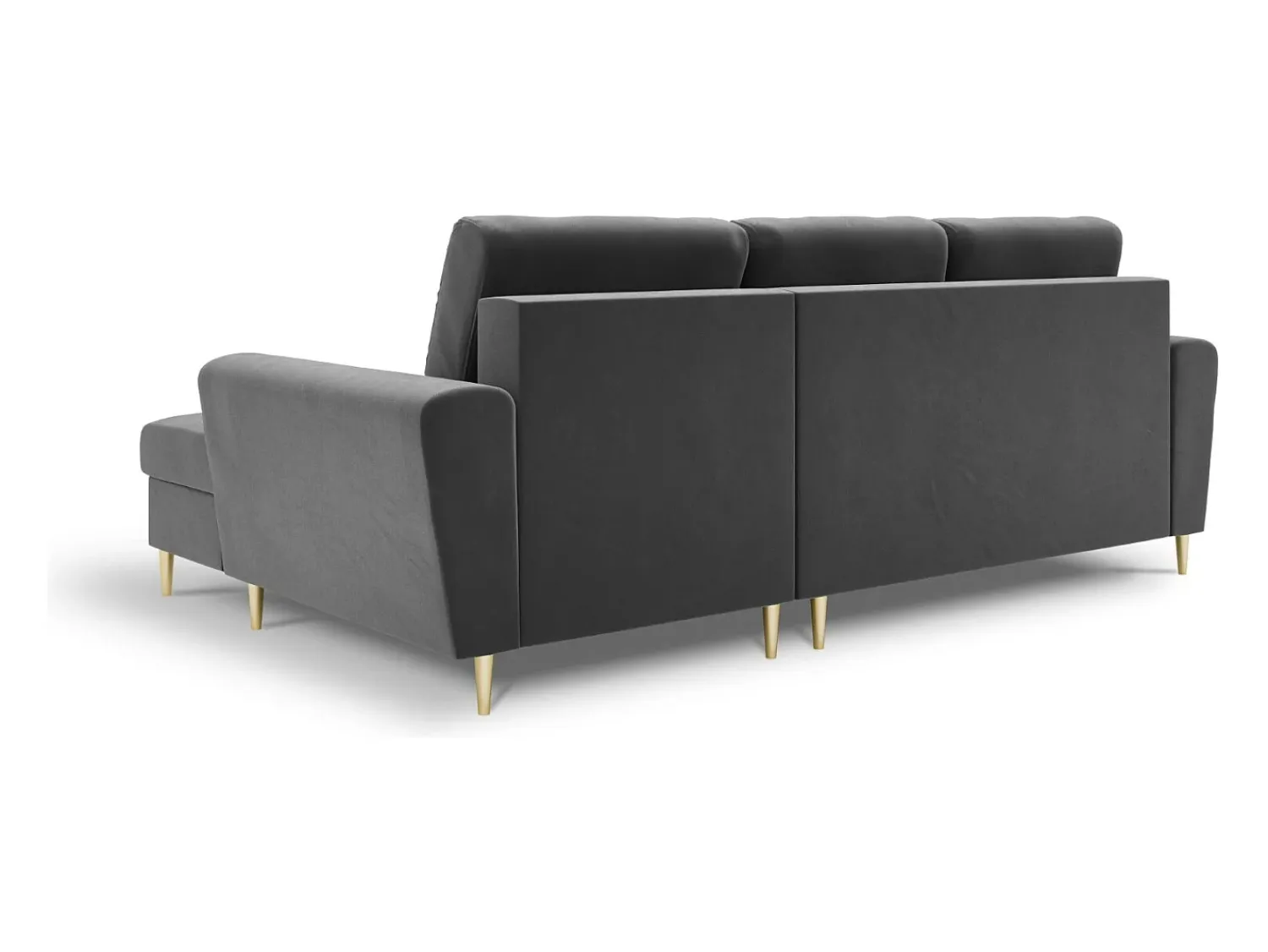 Cosmopolitan Design - Sofá convertível de canto direito com caixa de arrumação "Kyoto" 4 lugares em veludo cinza claro - 241x145x88cm^ Sofá