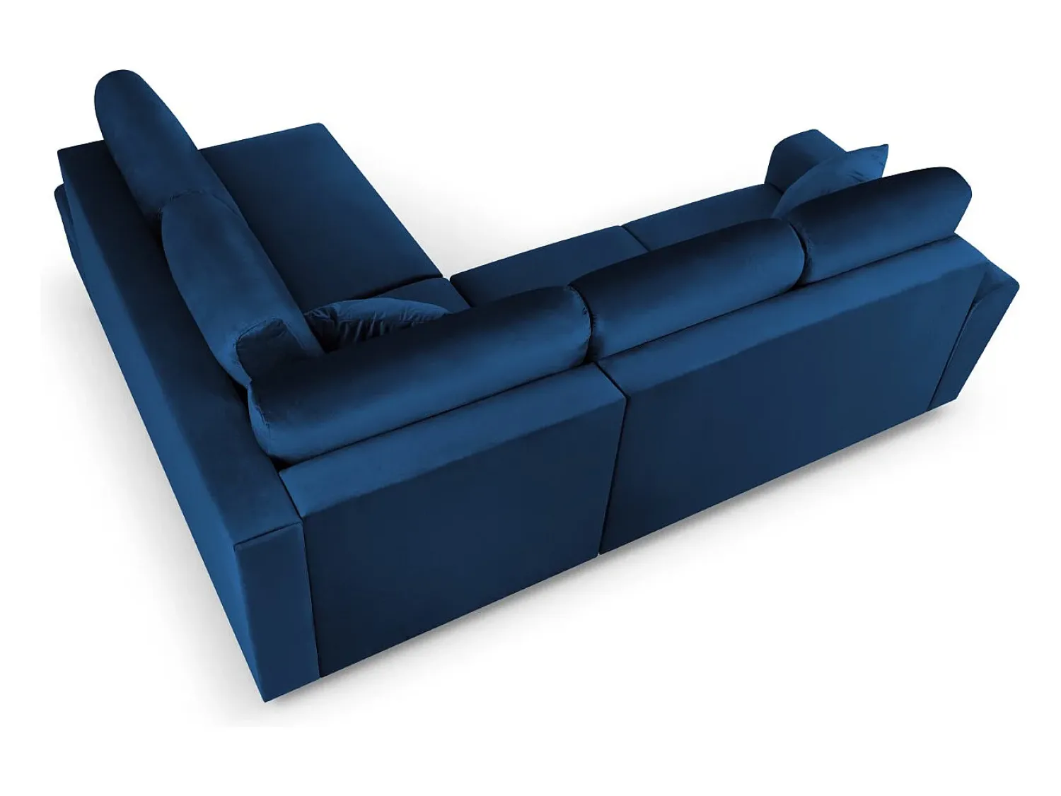 Sofá*Cosmopolitan Design - Sofá convertível de canto direito com caixa de arrumação "Kyoto" 5 lugares em veludo azul real - 243x194x88cm Azul escuro
