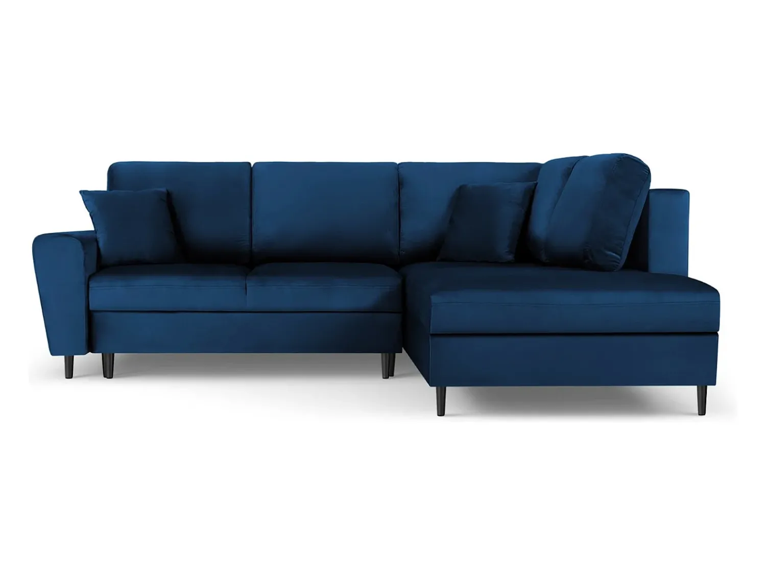 Sofá*Cosmopolitan Design - Sofá convertível de canto direito com caixa de arrumação "Kyoto" 5 lugares em veludo azul real - 243x194x88cm Azul escuro